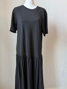 Roolee Black Maxi Drop Waist Tee Dress